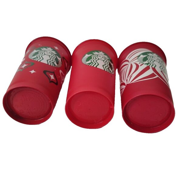 Starbucks Reusable Holiday Tumblers Red Set of 3 2013/23/24 Christmas Cup 16 Oz - Picture 8 of 10